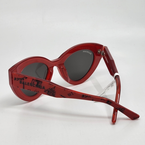 BALENCIAGA Cat Eye Sunglasses Redwith Black Print - Picture 10 of 11